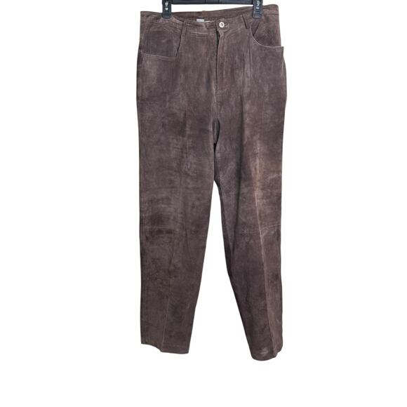 David Brooks Vintage Size 16 Chocolate Brown Lined Suede High Waisted Pants - Picture 1 of 5